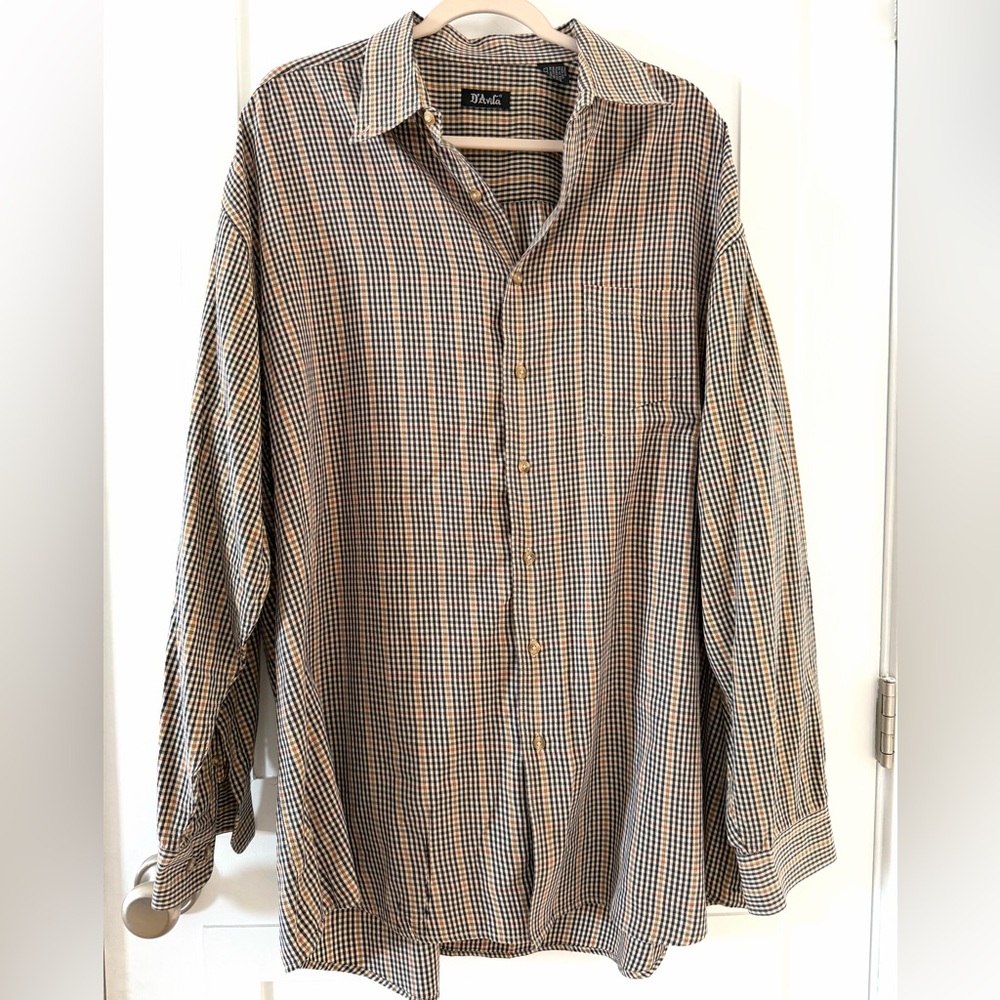 Vintage D’Avila long sleeve Burberry color pattern button down XLT